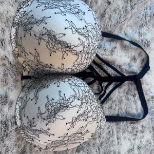 Elegant Black and White Lace Bra